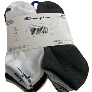 Champion Men's Low-Cut Athletic Socks - White & Gray (6 Pack)